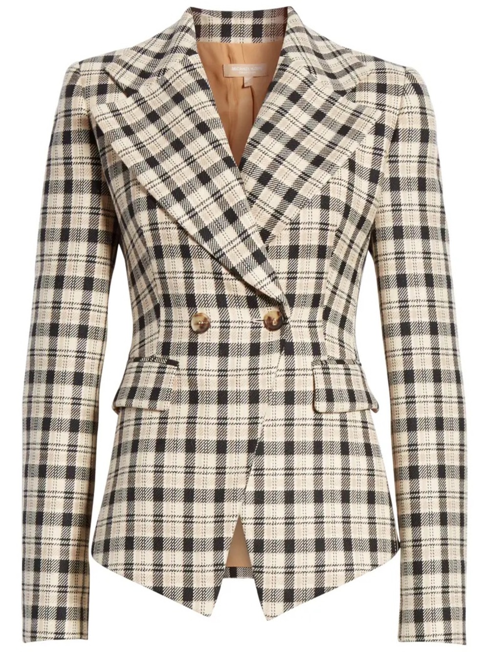 Michael Kors Collection Pre-Fall 2019 Plaid Wool Double-Breasted Blazer Size 8